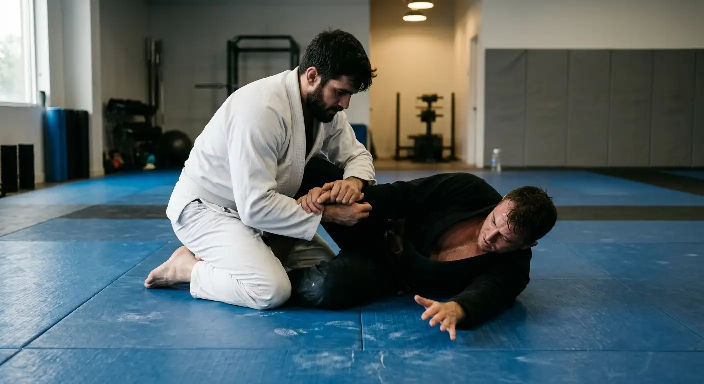 Тренировка по jiu-jitsu на тепиха