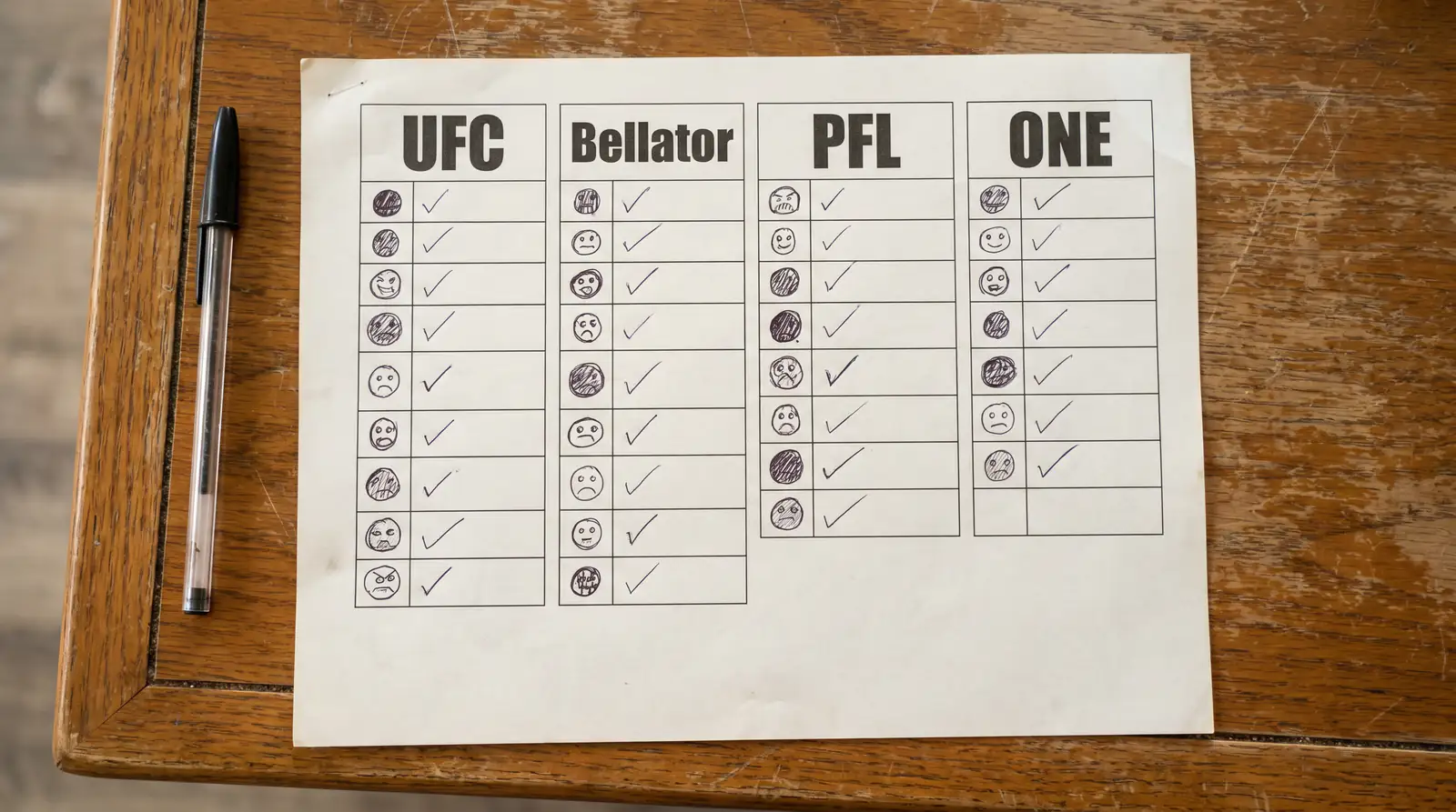 Сравнение между UFC, Bellator, PFL и ONE Championship