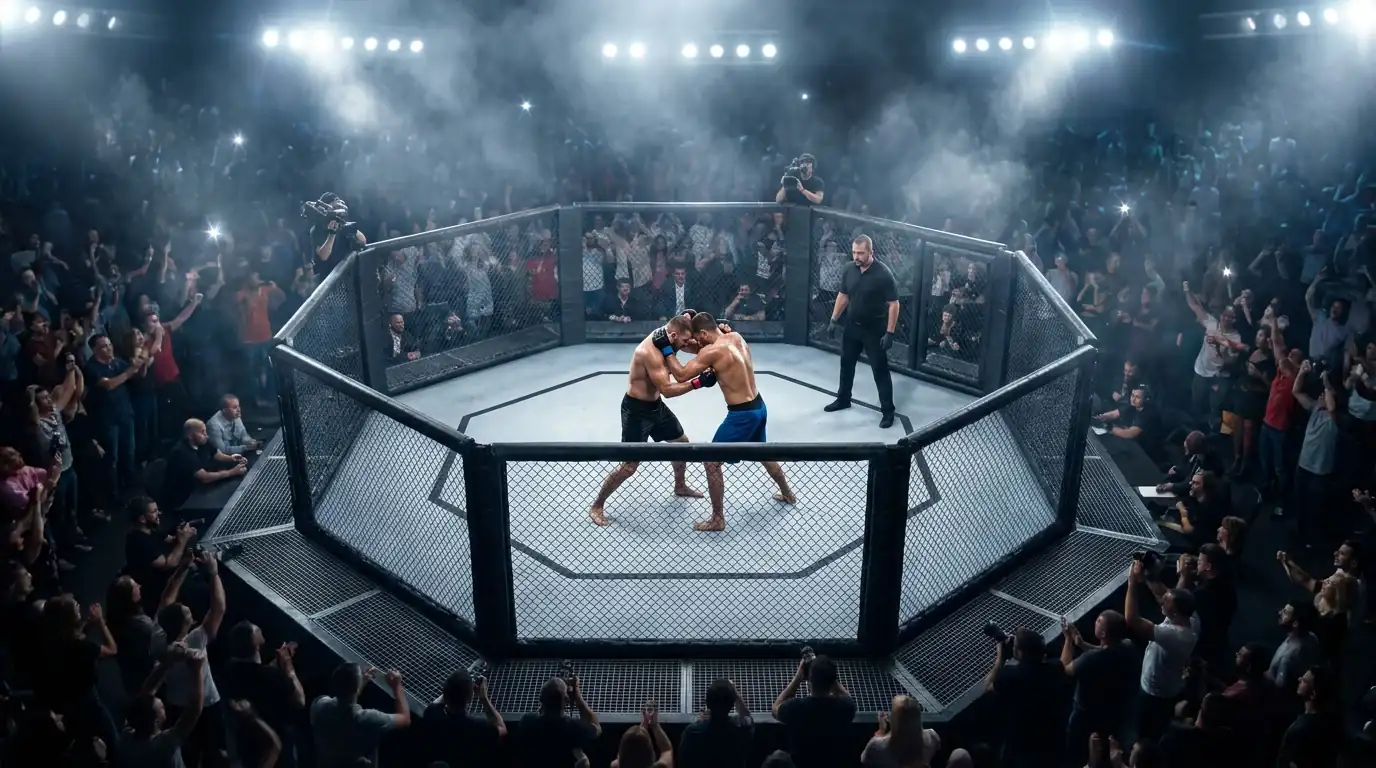 UFC октагон по време на главно събитие